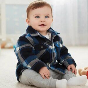 George Plaid Sherpa Lined Shacket 6-12 Months